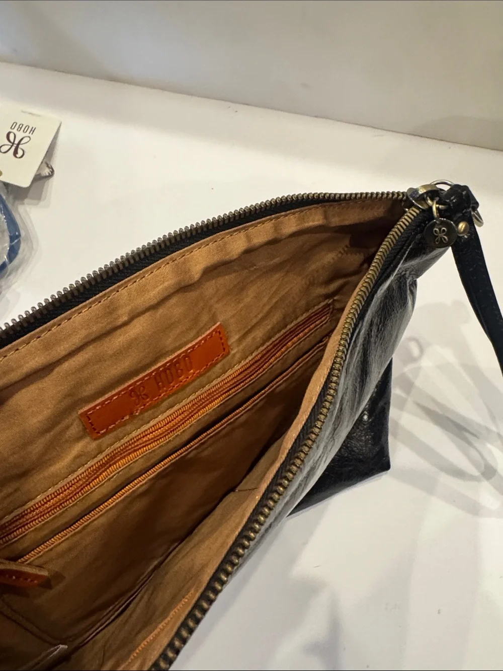 HOBO Black Leather Wristlet Clutch